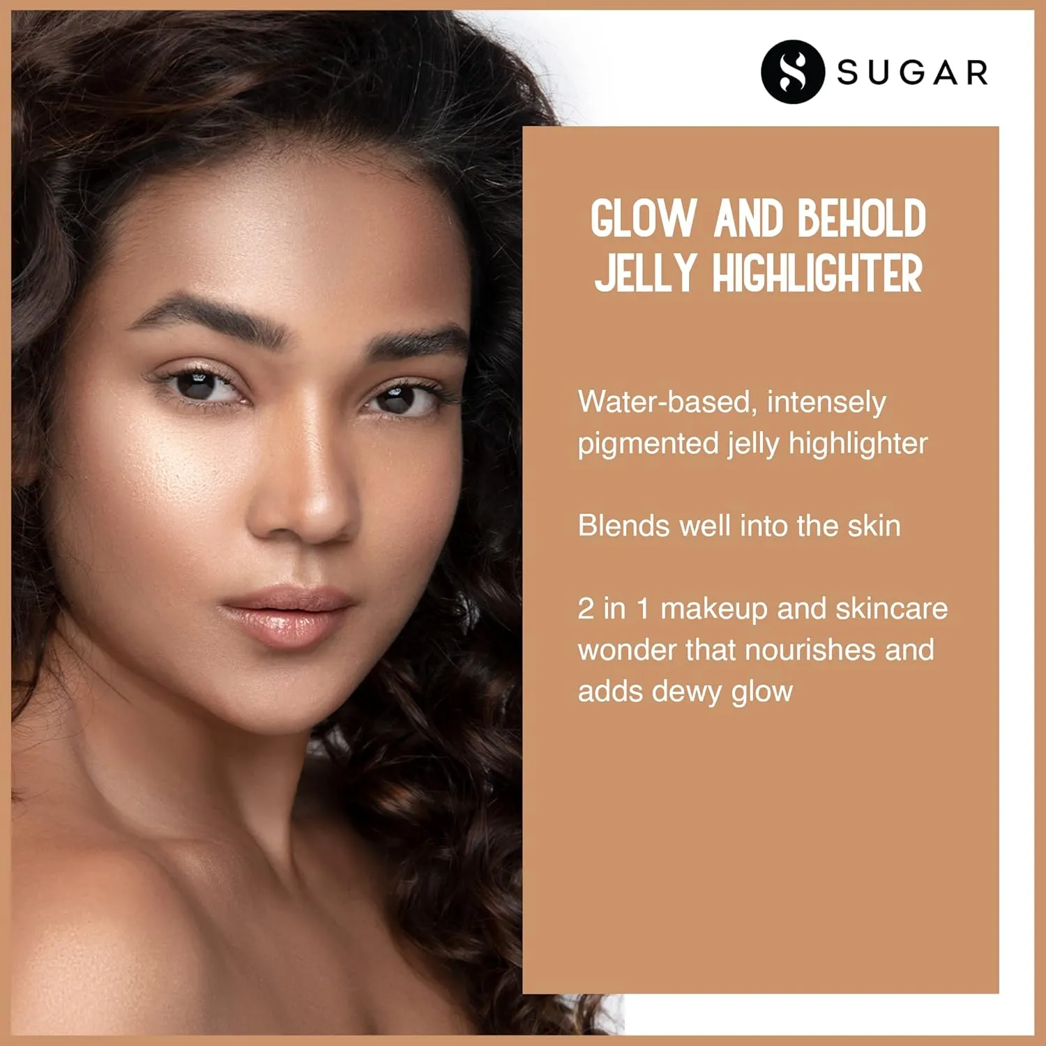 SUGAR Cosmetics Glow And Behold Jelly Highlighter - 01 Gold Goal (Warm Champagne Gold) Liquid Highlighter, Long Lasting Wear