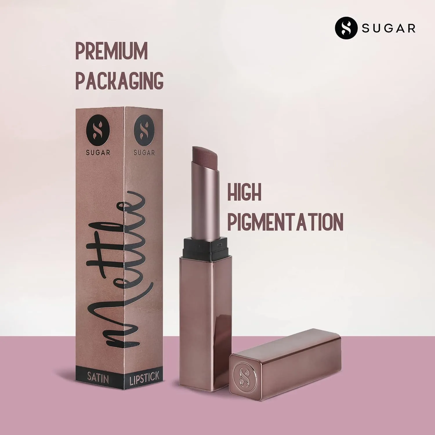 SUGAR Cosmetics Mettle Satin Lipstick07 Gabriella (Soft Dusty Nude/Nude Pink) Super Hydrating, Smoothens Fine Lines