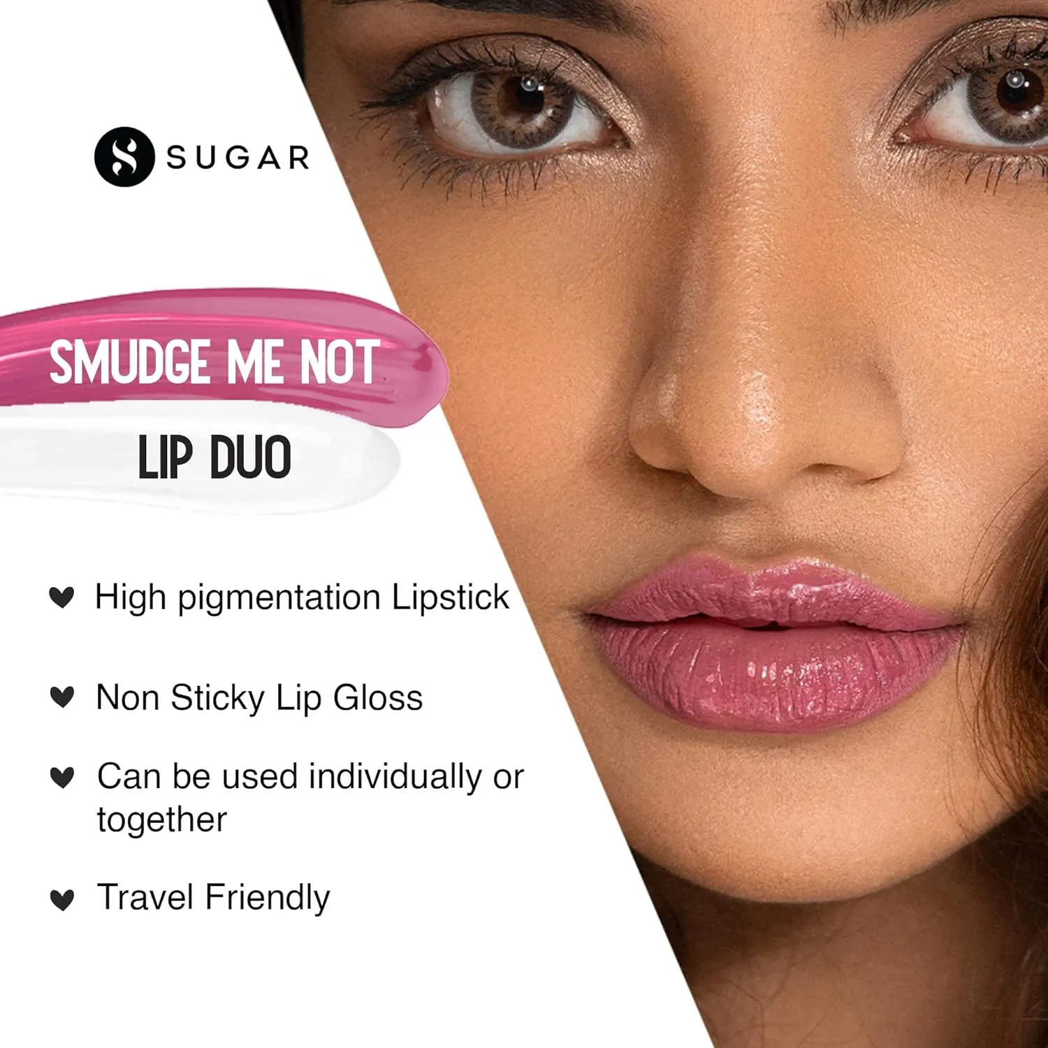 SUGAR Cosmetics Smudge Me Not Lip Duo - 09 Suave Mauve (Mauve), 3.5 ml 2 In 1 Lipstick, Matte Finish, Glossy Finish, Hydrating Formula