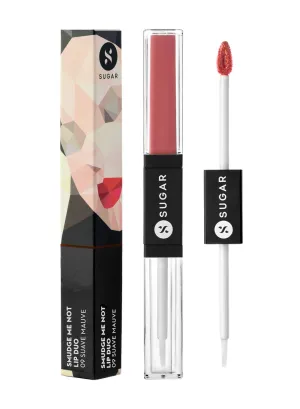 SUGAR Cosmetics Smudge Me Not Lip Duo - 09 Suave Mauve (Mauve), 3.5 ml 2 In 1 Lipstick, Matte Finish, Glossy Finish, Hydrating Formula