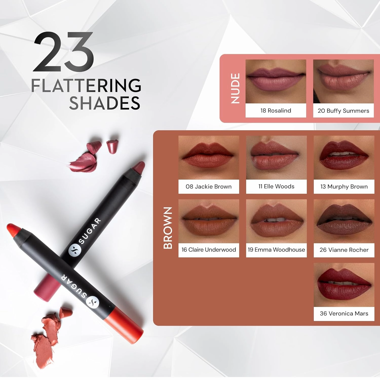 SUGAR Cosmetics Matte As Hell Crayon Lipstick - 16 Claire Underwood (Burnt Orange) with Sharpener Highly Pigmented, Creamy Texture, Long Lasting Matte Finish