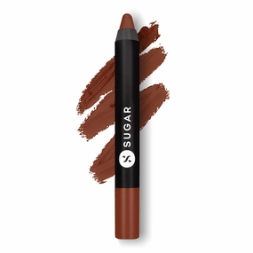 SUGAR Cosmetics Matte As Hell Crayon Lipstick - 16 Claire Underwood (Burnt Orange) with Sharpener Highly Pigmented, Creamy Texture, Long Lasting Matte Finish