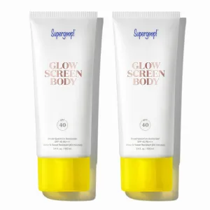 Supergoop! Glowscreen Body SPF 40 PA   , 3.4 fl oz - Pack of 2 - Body Lotion   Broad Spectrum Sunscreen with Subtle Shimmer - Adds Instant Glow & Hydration - Contains White Stargrass & Coconut Alkanes
