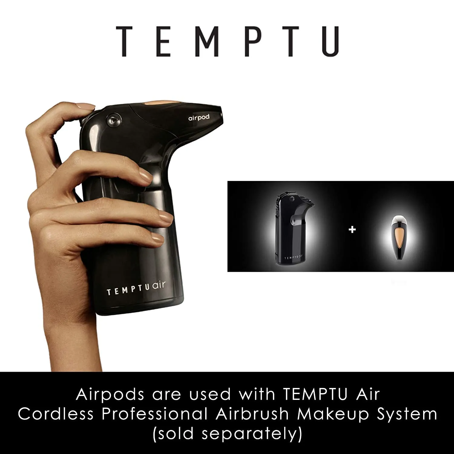 TEMPTU Perfect Canvas Airbrush Highlighter Airpod: Long-Wear, Layerable, Light-Reflecting Radiance & Shimmer, Natural-Looking Luminosity, Weightless Illuminator, Buildable Formula