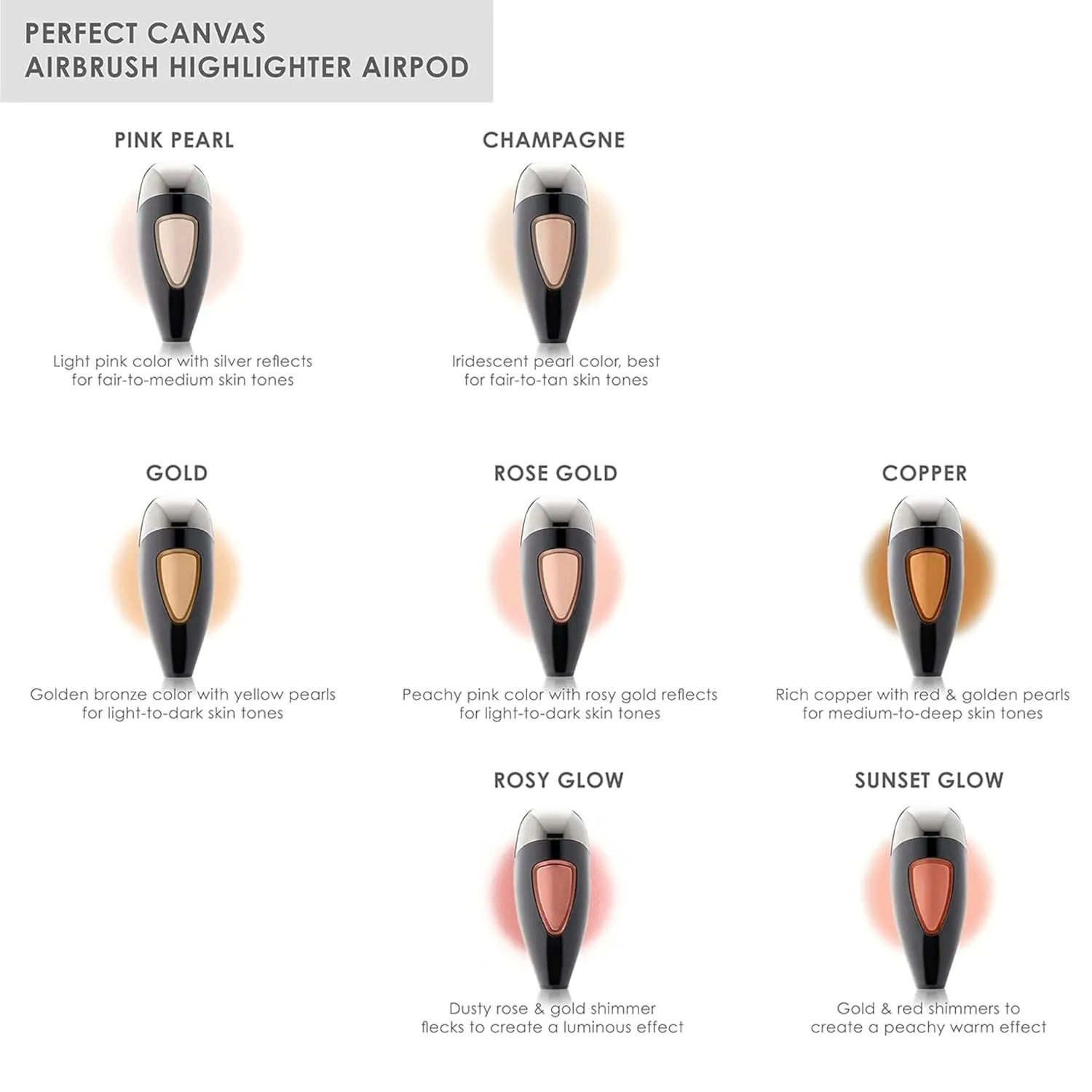 TEMPTU Perfect Canvas Airbrush Highlighter Airpod: Long-Wear, Layerable, Light-Reflecting Radiance & Shimmer, Natural-Looking Luminosity, Weightless Illuminator, Buildable Formula