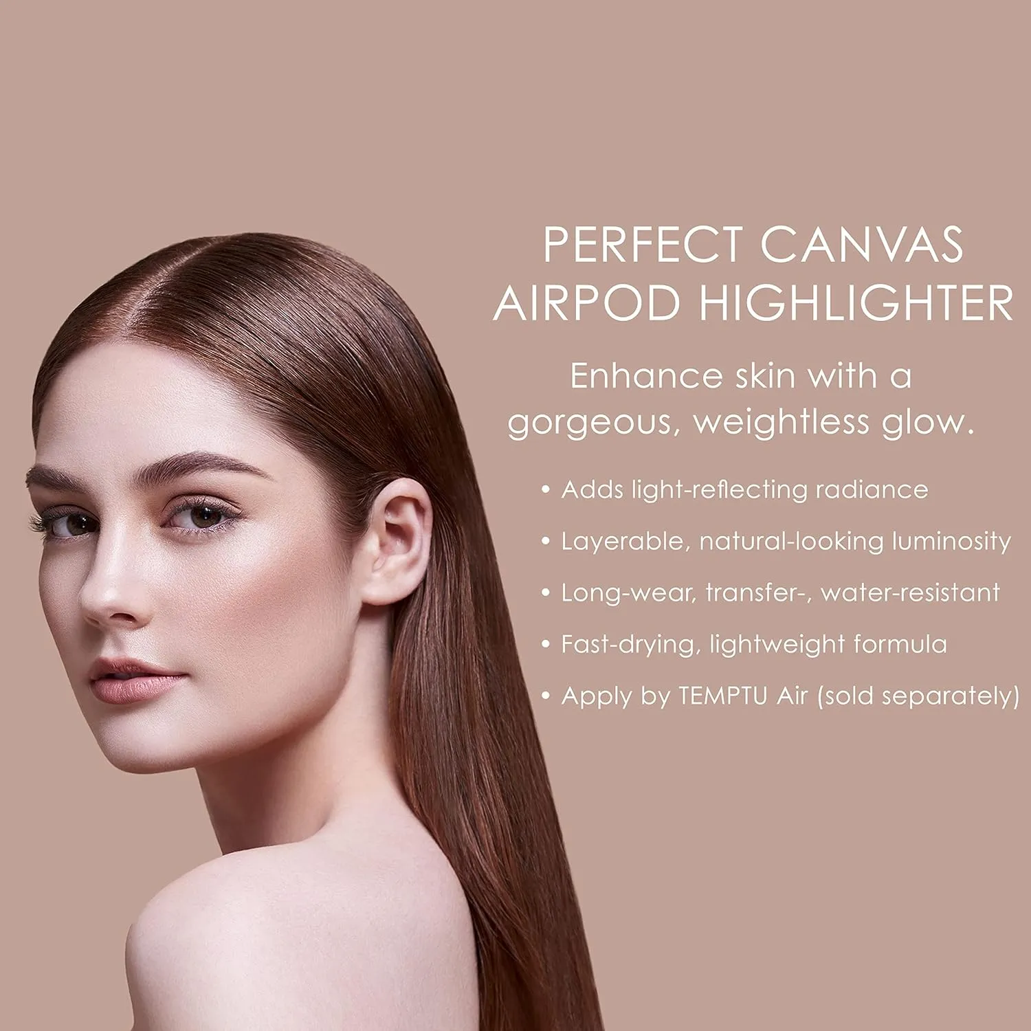 TEMPTU Perfect Canvas Airbrush Highlighter Airpod: Long-Wear, Layerable, Light-Reflecting Radiance & Shimmer, Natural-Looking Luminosity, Weightless Illuminator, Buildable Formula