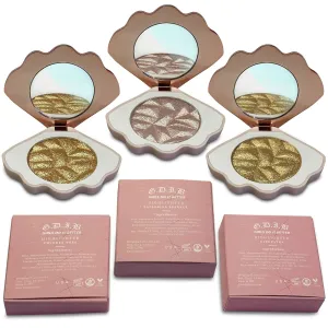Three (3) Highlighting Face Powder Illuminator - Bighiza Girls Do It Better - Glow Highlighters Natural Shimmer Powder Makeup - 1 Pink Shimmer & 2 Gold Shimmer