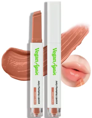 Touch in Sol Vegan Again Plumping Lipstick #DIRTY PEACH, Intensive Hydrating Lip Plumps, Voluminous & Shiny Lip GLow, Glossy, Radiant Lips with Shea Butter & Vegan Collagen, 0.07oz.