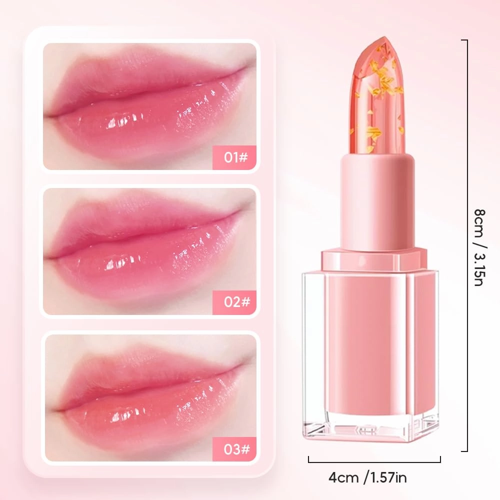 Transferproof Color Changing Lipstick, 2025 New Crystal Color Changing Moisturizing Lipstick, Long-Lasting Lip Balm Gold Foil Lip Gloss Makeup Lipstick Set for Women (Colors, 3.5g)