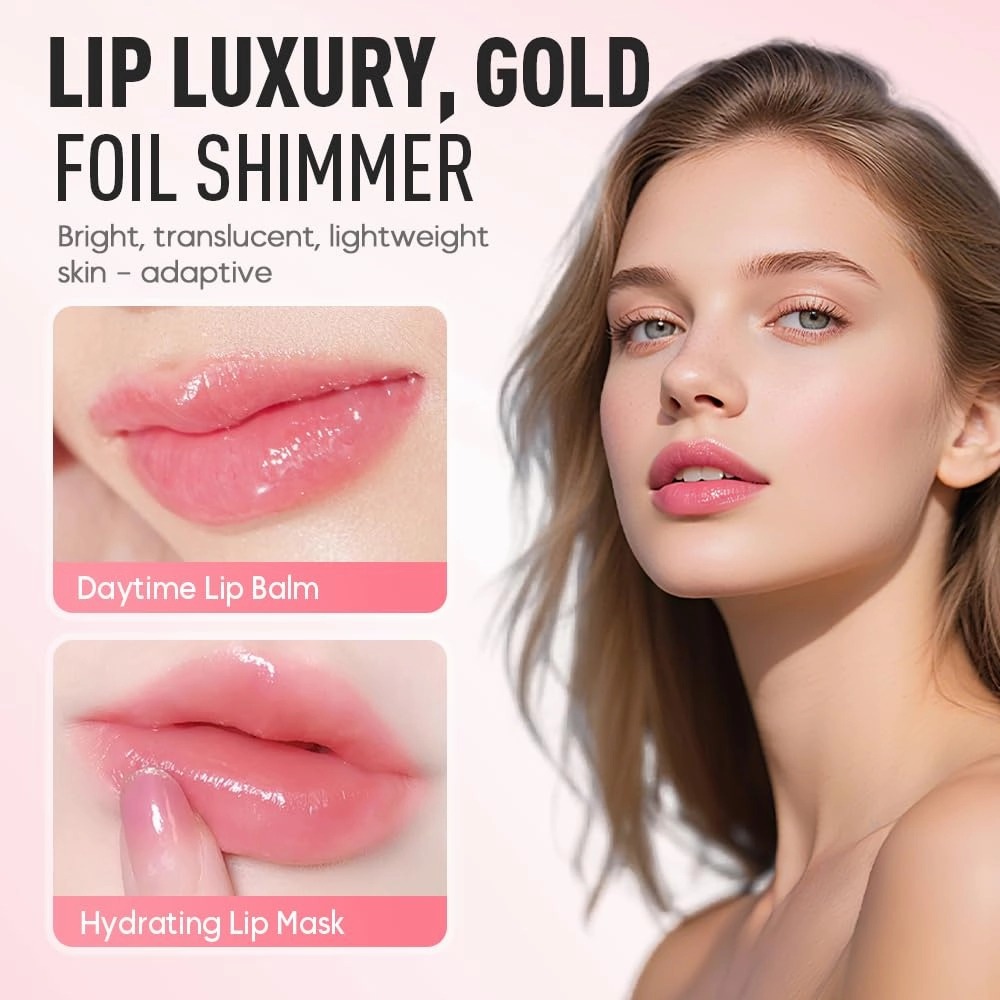 Transferproof Color Changing Lipstick, 2025 New Crystal Color Changing Moisturizing Lipstick, Long-Lasting Lip Balm Gold Foil Lip Gloss Makeup Lipstick Set for Women (Colors, 3.5g)