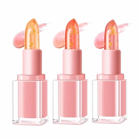 Transferproof Color Changing Lipstick, 2025 New Crystal Color Changing Moisturizing Lipstick, Long-Lasting Lip Balm Gold Foil Lip Gloss Makeup Lipstick Set for Women (Colors, 3.5g)