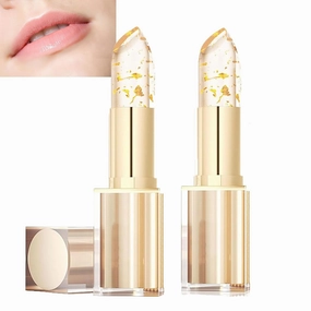 Transferproof Color Changing Lipstick, Color Changing Lipstick Gold Foil for Women Long Lasting 24 Hours, Moisturizing Glossy Shine Lip Gloss, Deep Nourishment (2pcs)