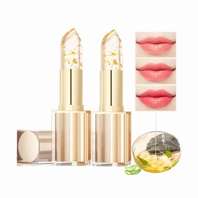 Transferproof Color Changing Lipstick, Gold Foil Color Changing Lip Gloss for Women Long Lasting 24 Hours, Warm Change Color Change Lipstick, Color Changing Lip Balm Moisturizing Lip Balm (2)