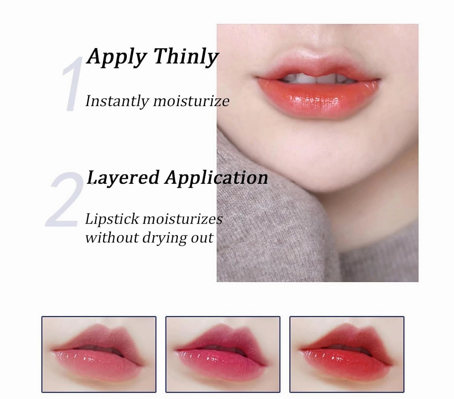 Transferproof Color Changing Lipstick Gold Foil Moisturizing Glossy Shine Lip Gloss Warm Change Lip Balm Deep Nourishment (2Pcs)