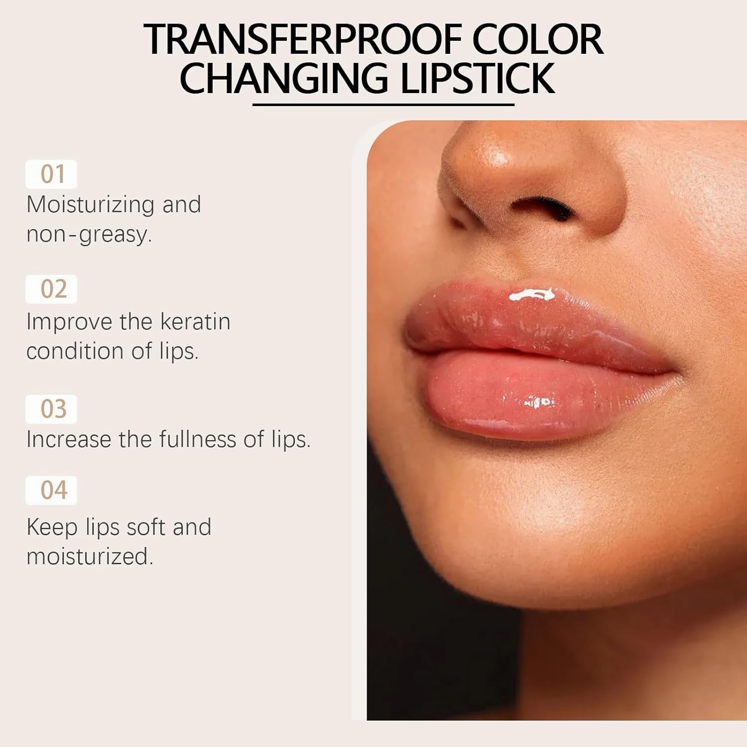 Transferproof Color Changing Lipstick, Long-Lasting Lipstick 24 Hours, Lipsticks Transparente, Gold Foil Color Changing Lipstick for Women, Hydrating Moisturizing Lip Balm(2pcs)