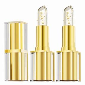 Transferproof Color Changing Lipstick, Long Lasting Ph Lipstick Color Changing Lip Gloss Gold Foil, Clear Gold Crystal Color Changing Lip Stain for Women, Magic Temp-Change Lipsticks (2Pcs)