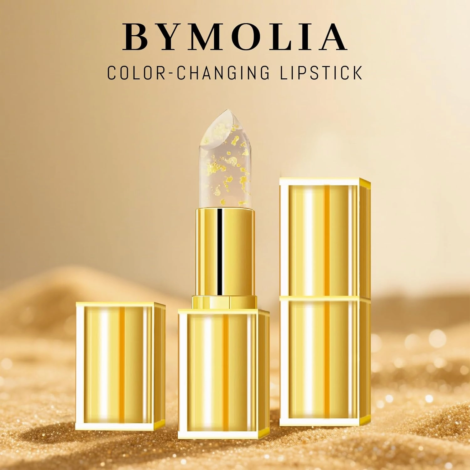 Transferproof Color Changing Lipstick, Long Lasting Ph Lipstick Color Changing Lip Gloss Gold Foil, Clear Gold Crystal Color Changing Lip Stain for Women, Magic Temp-Change Lipsticks (2Pcs)
