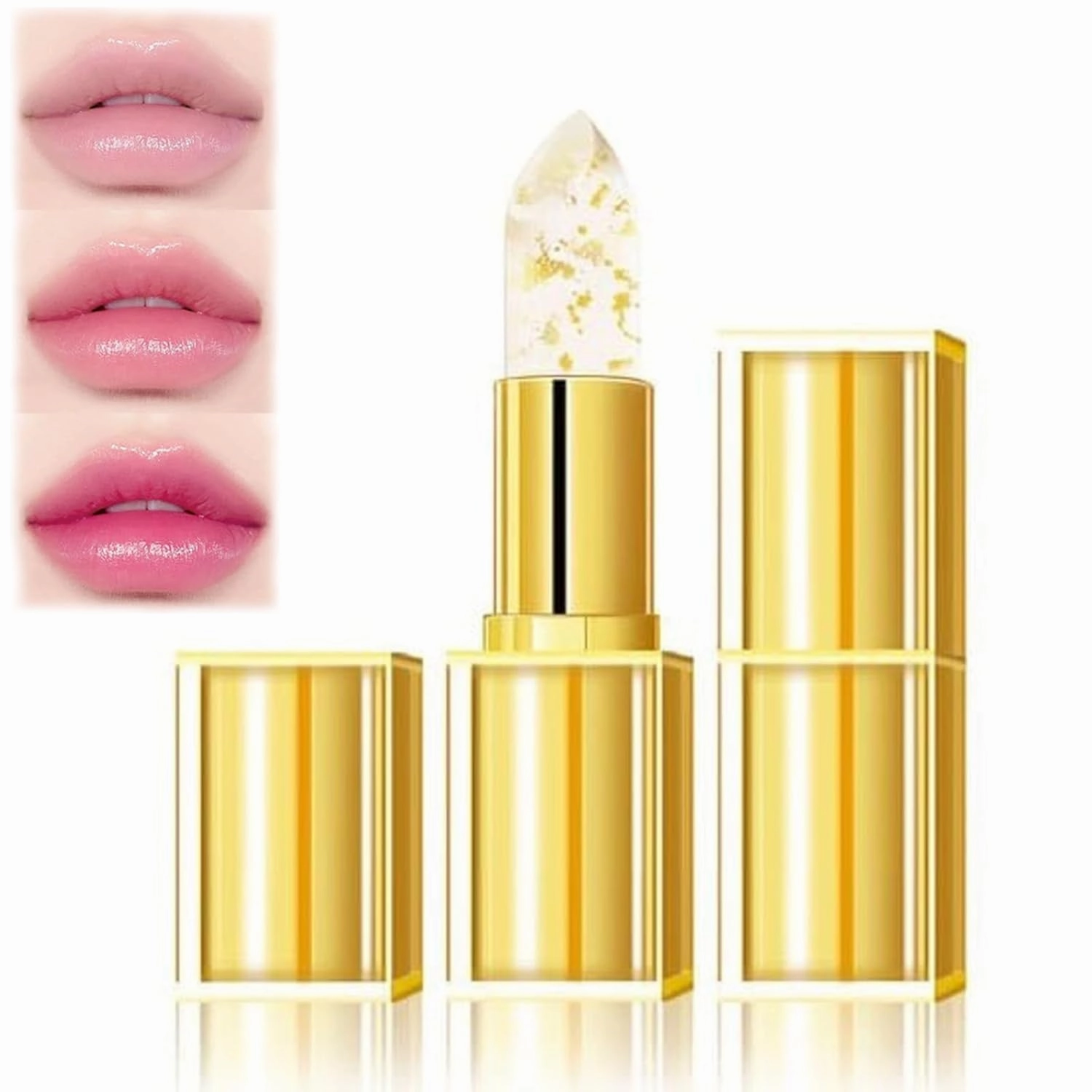Transferproof Color Changing Lipstick, Mood Lipstick Color Changing Long Lasting, Color Changing Lipsticks Gold Foil for Women, Moisturizing Glossy Shine Lip Gloss, Deep Nourishment