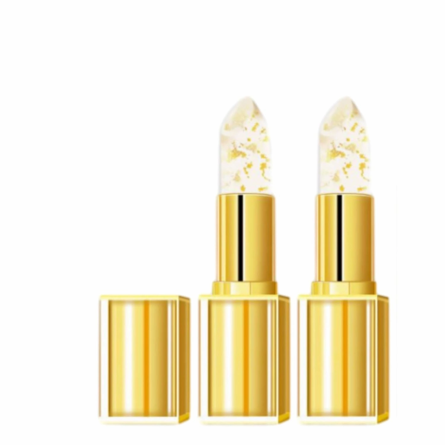 Transferproof Color Changing Lipstick, Women's Gold Foil Transparent Lipstick, Long Lasting 24 Hours Moisturizing Glossy Shine Lip Gloss, Deep Nourishment (2pcs)