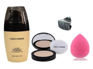 Urban Color Expert Firm And Lift Foundation 25ml   Compact 9g (Beige Light 02)   Flawless Finish Beauty Sponge