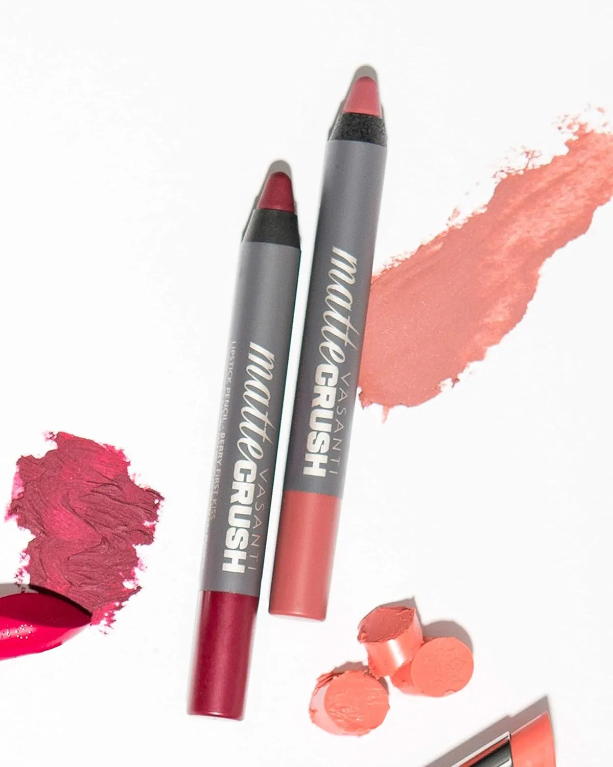 VASANTI Cosmetics Matte Crush Lipstick Pencil (Rosy Pout - Medium Pink Brown) - Long lasting, Water resisitant & Smudge proof - High Pigmented, Soft Matte Lip Liner Makeup
