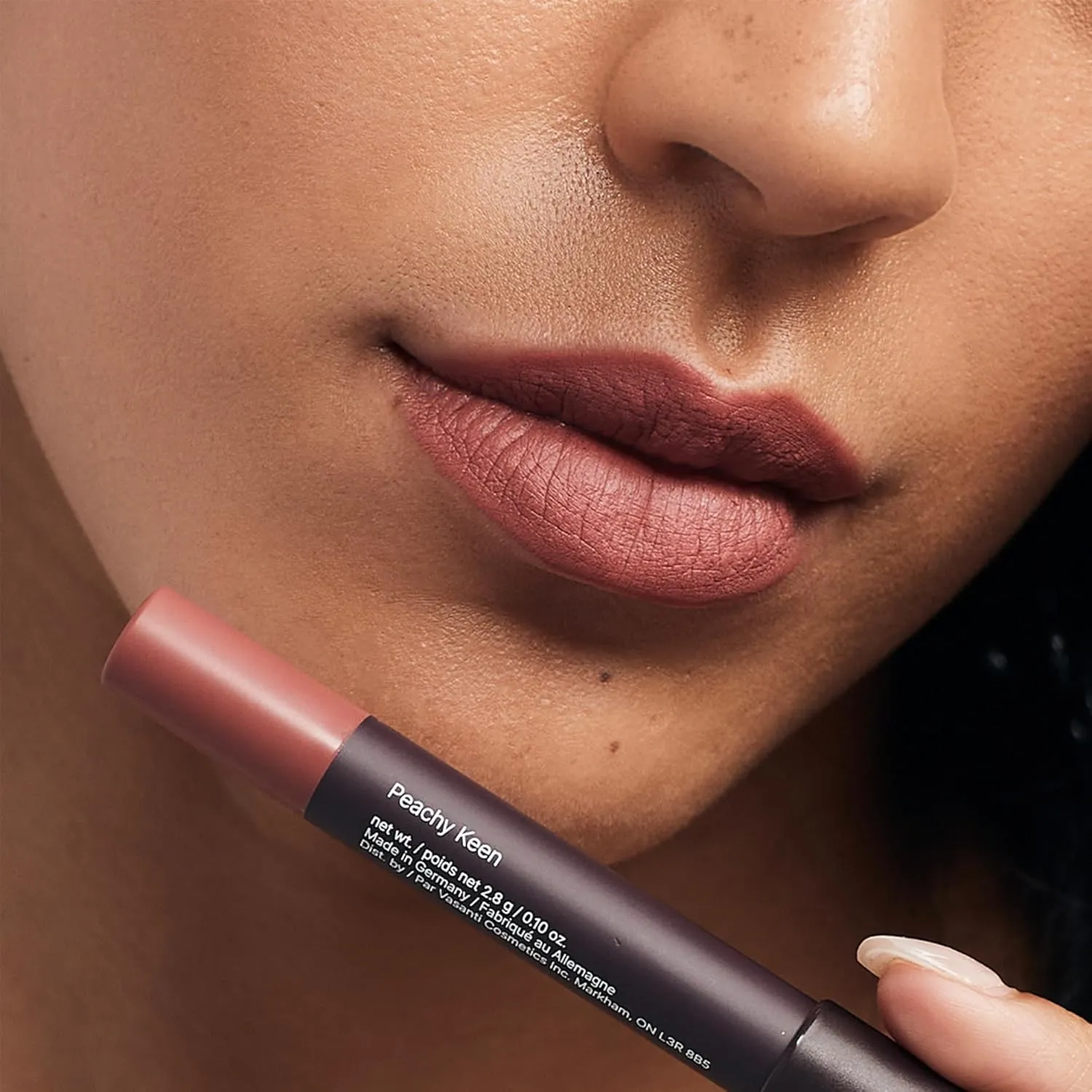 VASANTI Matte Crush Lipstick Pencil (Peachy Keen - Natural Peach) - Soft, Smooth, Velvety, High Pigmented - Long lasting, Water resisitant & Smudge proof - Paraben Free, Cruelty Free Lipstick