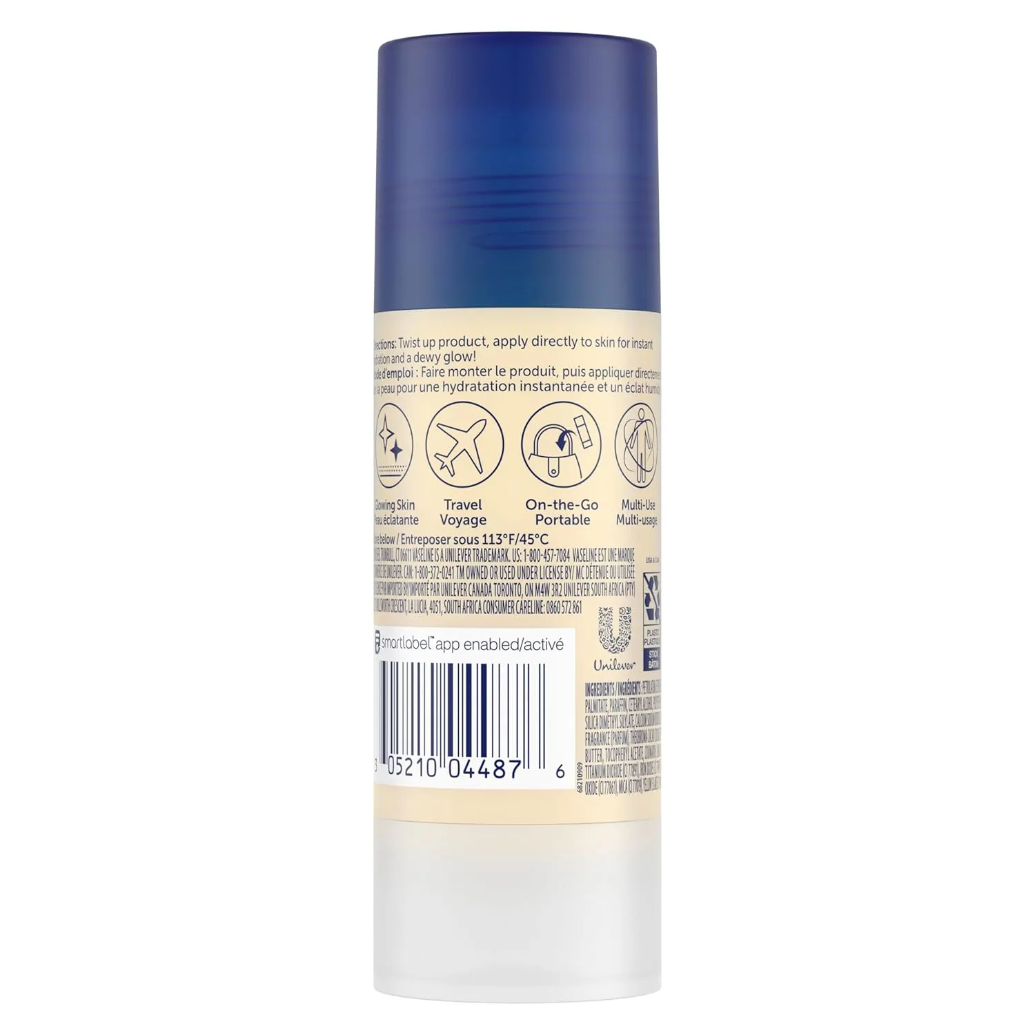 Vaseline Cocoa Shimmer Jelly Stick Highlighter & Luminizer Cocoa Butter Body Shimmer Stick, Lotion, Travel Size, for Glowing Skin, 1.4 Oz Ea (Pack of 6)
