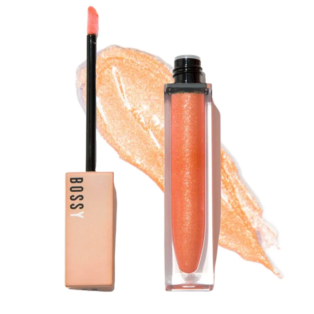 Vegan Lip Gloss for Soft Lips, Plumping, Hydrating Non-Stick Lipgloss for Women, Provides Maximum Shine, Paraben and Cruelty Free (Outspoken - Warm Orange Color)