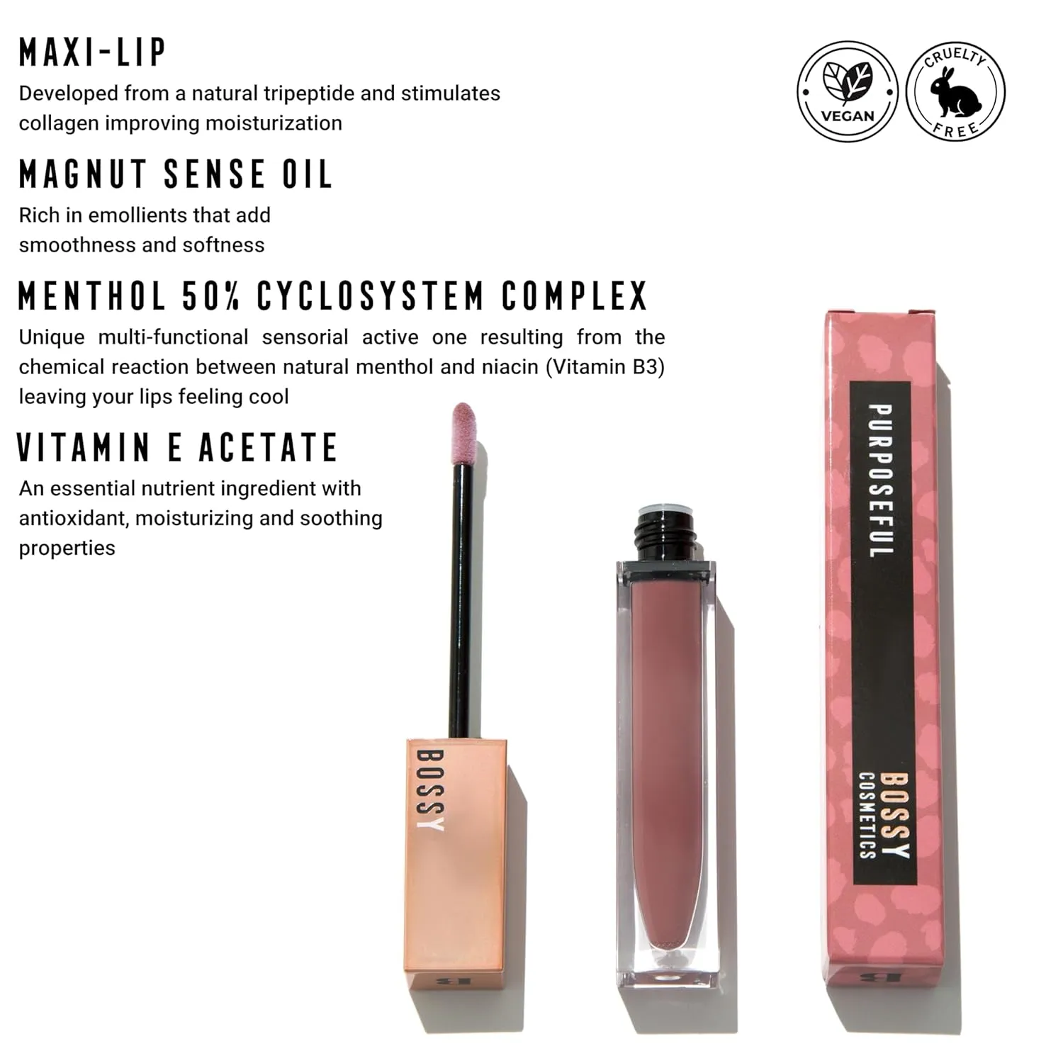Vegan Lip Gloss for Soft Lips, Plumping Oil, Hydrating Non-Stick Lipgloss for Women, Provides Maximum Shine, Paraben and Cruelty Free (Purposeful - Light Lilac Color)
