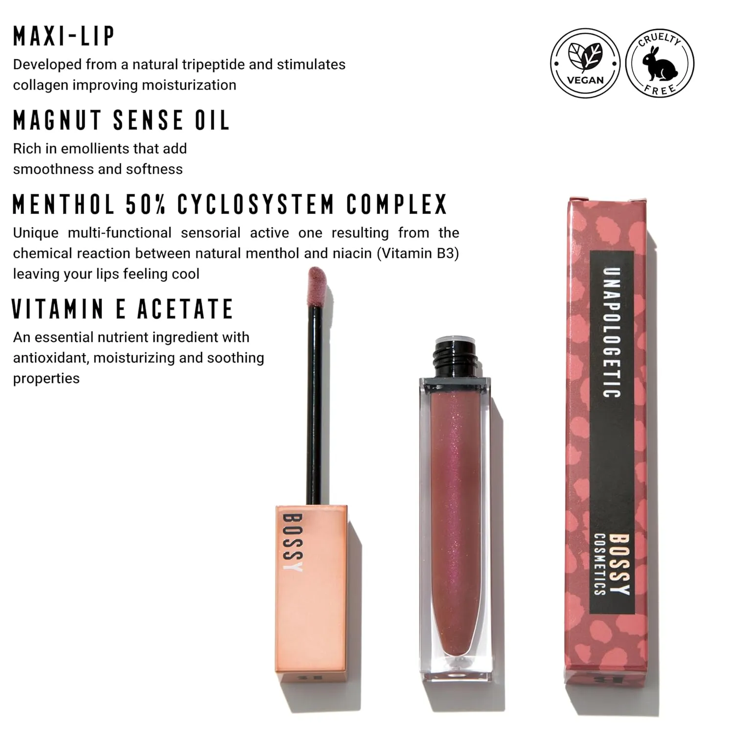 Vegan Lip Gloss for Soft Lips, Plumping Oil, Hydrating Non-Stick Lipgloss for Women, Provides Maximum Shine, Paraben and Cruelty Free (UNAPOLOGETIC - Pink Nude Color)