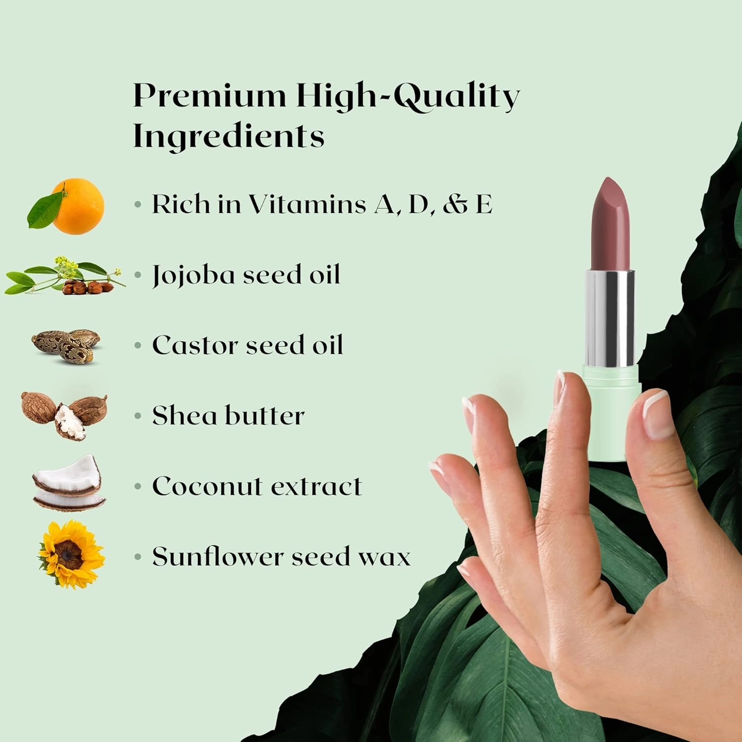 Vegan Lipstick (Rosewood) - Sensational One-Stroke Long Lasting Lipstick from Natural Oils & Butters Full-Coverage Lip Color with Shea Butter & Coconut Extact - Premium Hydrating Lipsticks