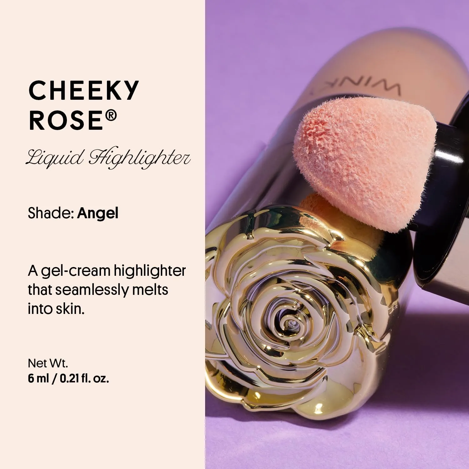 Winky Lux Cheeky Rose Liquid Highlighter, Gel-Cream Highlighter, Blush Topper, Shimmer Blush Finish, Buildable Glow, Long-Lasting Weightless Formula, Angel