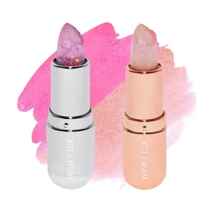 Winky Lux Glitter Confetti & Glimmer Balm, pH Lipstick & Tinted Lip Balm, Sheer Pink Vegan & Cruelty Free Lipstick, Lavender Confetti & Rose