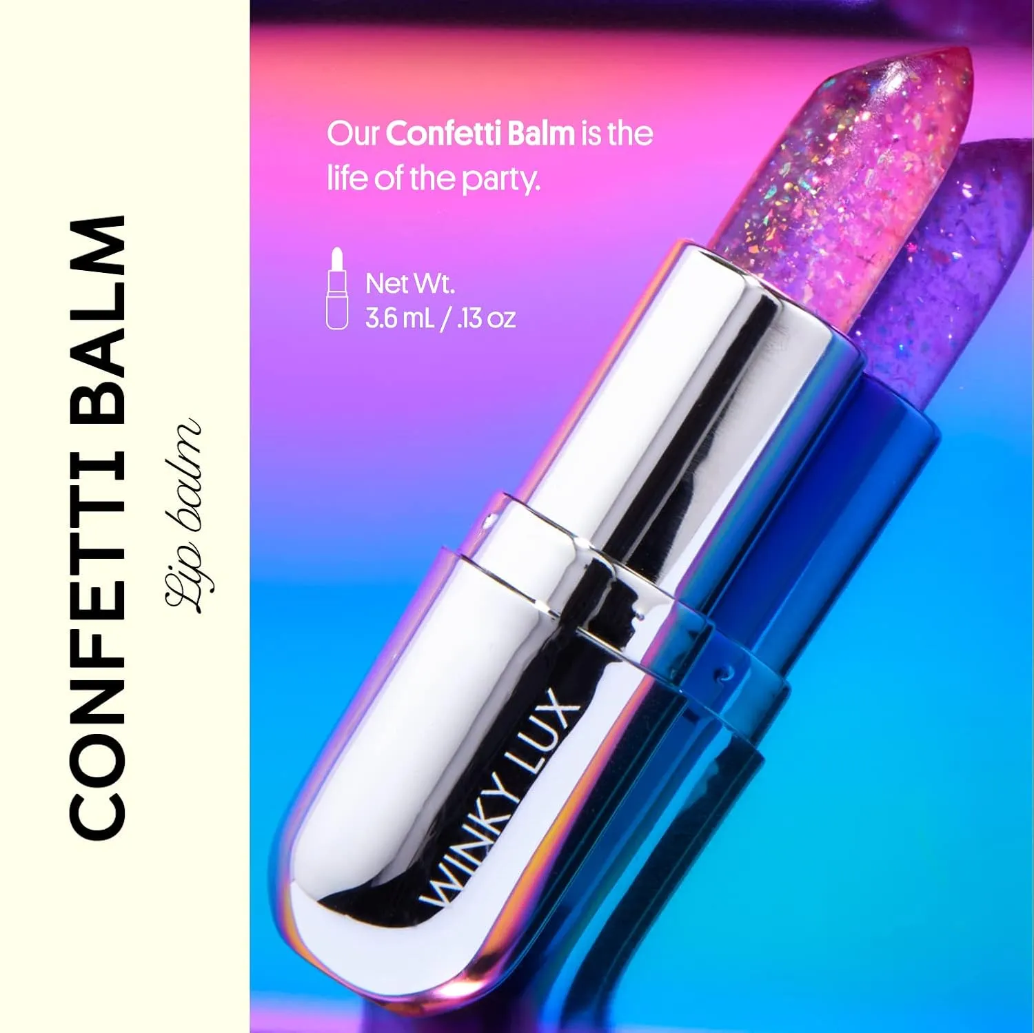 Winky Lux Glitter Confetti & Glimmer Balm, pH Lipstick & Tinted Lip Balm, Sheer Pink Vegan & Cruelty Free Lipstick, Lavender Confetti & Rose