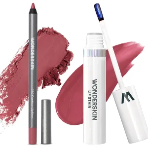Wonderblading Lip Stain Peel Off Masque (Charming) with 360 Contour Lipliner (Rosewood)
