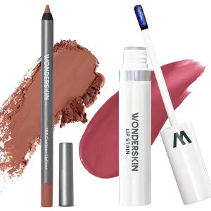 Wonderblading Lip Stain Peel Off Masque (Charming) with 360 Contour Lipliner (Saddle)