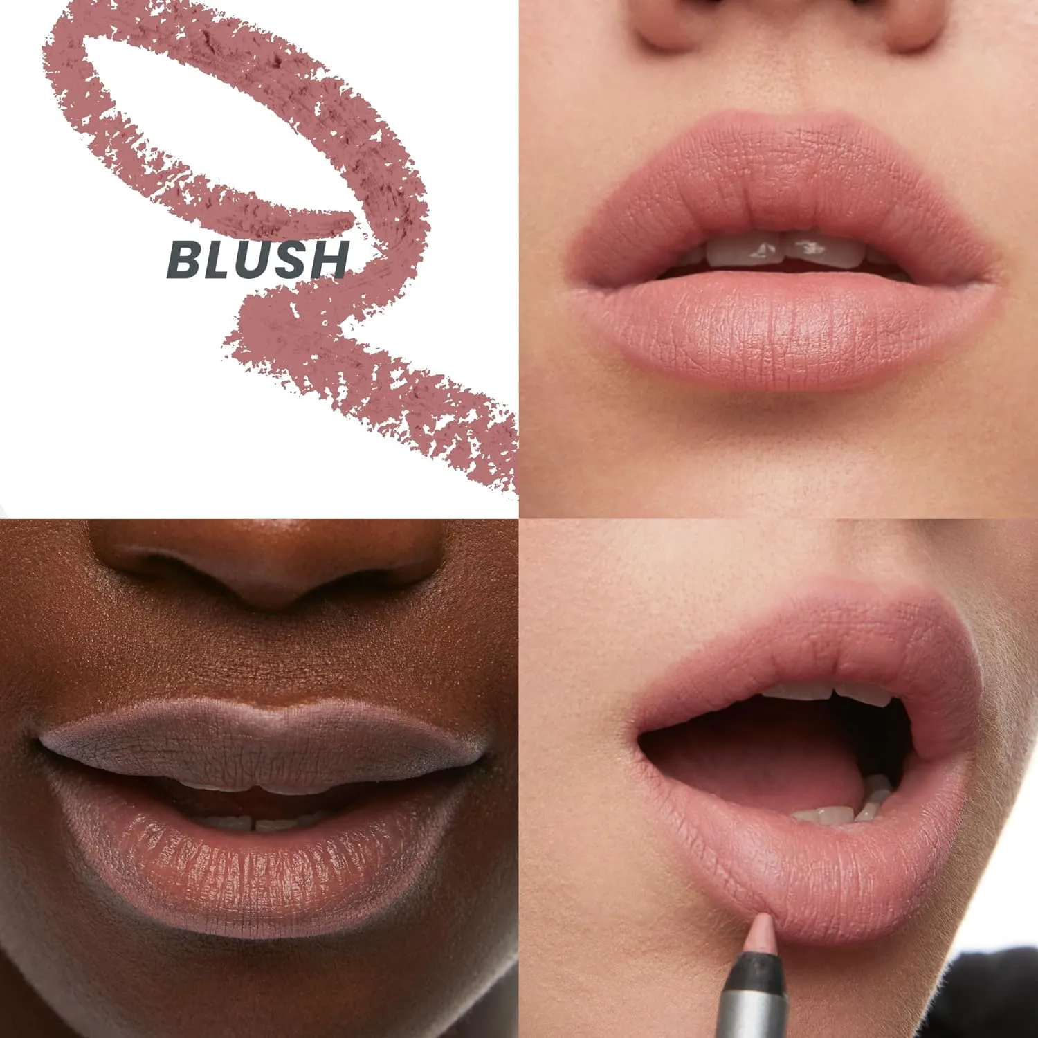 Wonderskin 360 Contour Lip Liner Pencil with Sharpener - Long Lasting, Sharpenable Lipliner, Waterproof & Transfer-Proof Nude Lip Pencil (Blush)
