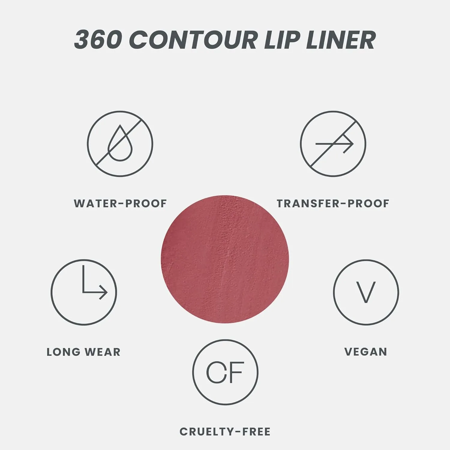 Wonderskin Lip Liner Pencil - 360 Contour Lipliner, Long Lasting, Sharpenable, Waterproof and Transfer-Proof Nude Lip Liner Pencil (Rosewood)