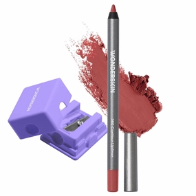 Wonderskin 360 Contour Lip Liner Pencil with Sharpener - Long Lasting, Sharpenable Lipliner, Waterproof & Transfer-Proof Nude Lip Pencil (Ruby)