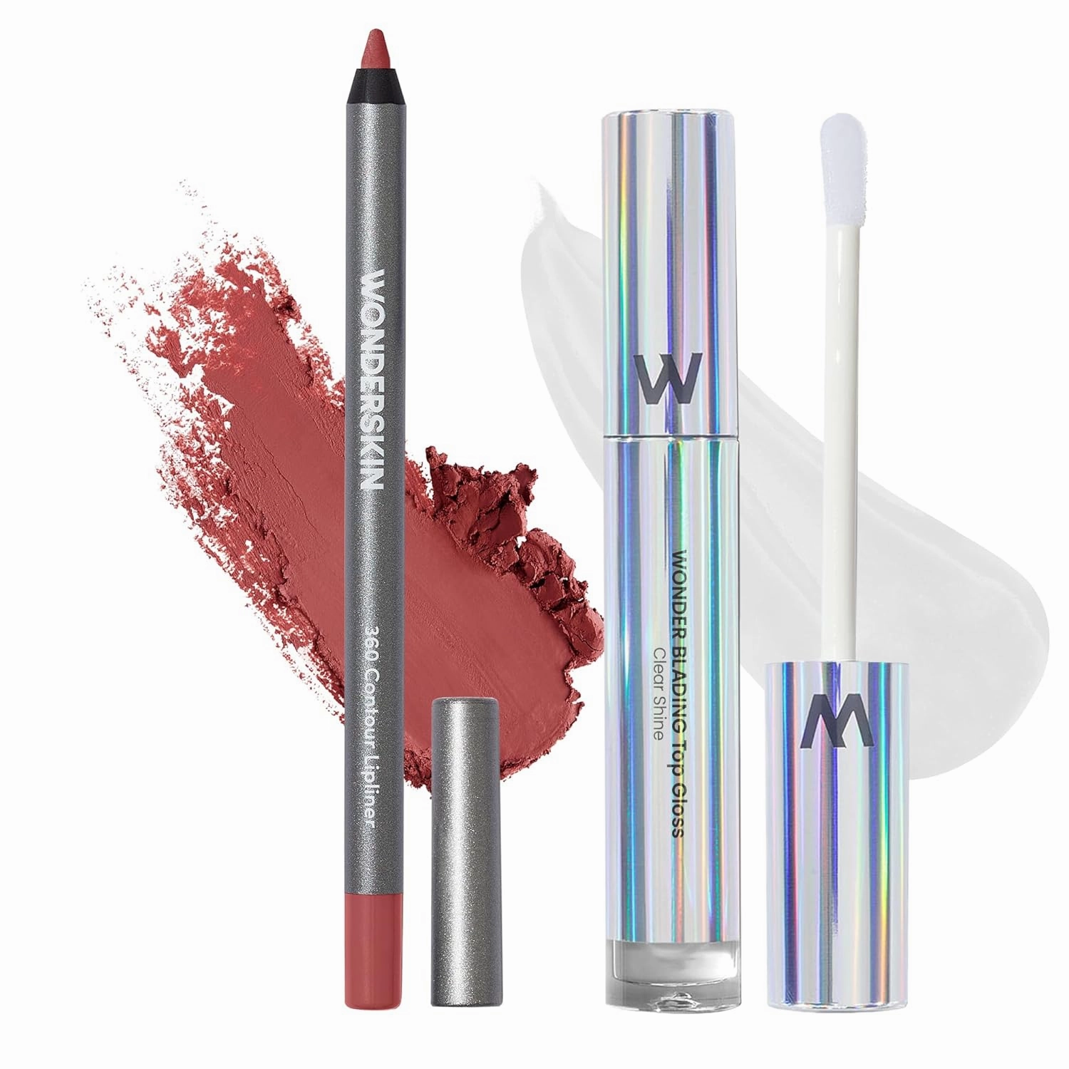 Wonderskin Lip Liner Pencil (Ruby) - 360 Contour Lipliner, Long Lasting, Sharpenable, Waterproof and Transfer-Proof with Clear Glitter Lip Gloss, Hydrating and High Shine Finish