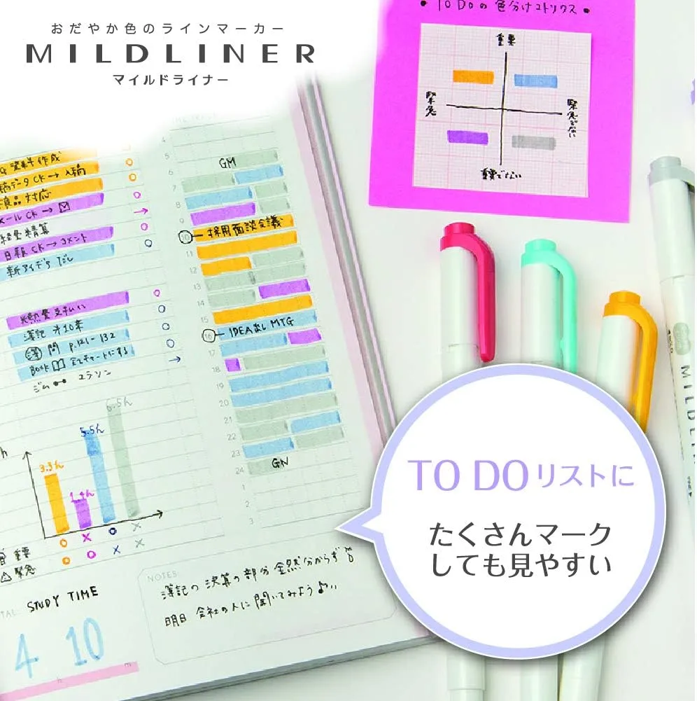 Zebra Mildliner WKT7-25C Highlighter, Set of 25 Colors