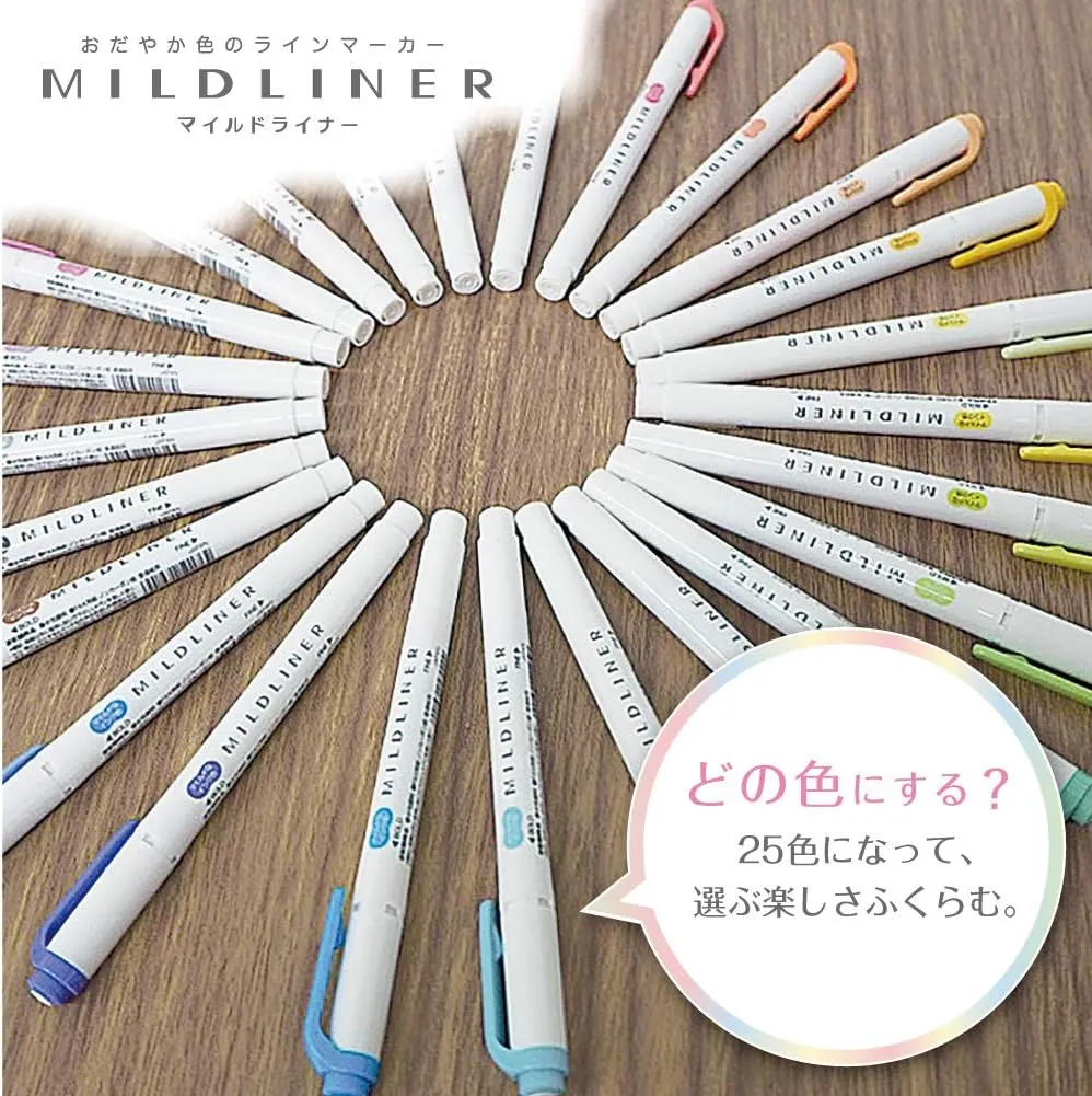 Zebra Mildliner WKT7-25C Highlighter, Set of 25 Colors