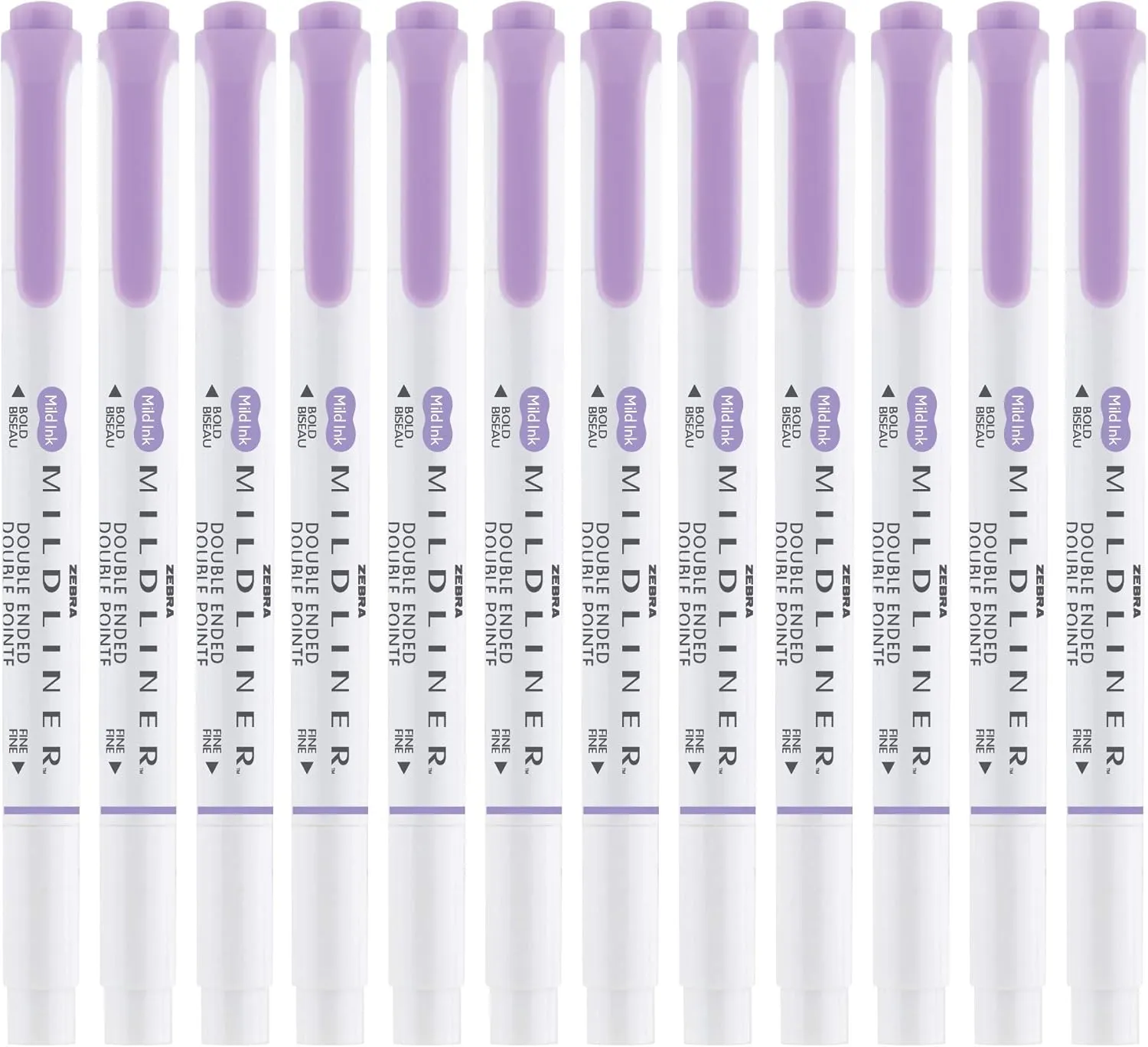 Zebra Pen Mildliner Double-Ended Highlighter Marker Set, Broad and Fine Point Tips, Ideal for Bible Highlighting, No Bleed, Mild Violet Ink, 12-Pack (78180upc)